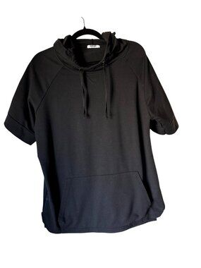Coofandy Mens Black Hoodie Short Sleeve Pullover With Front Pocket XL Cotton Ble